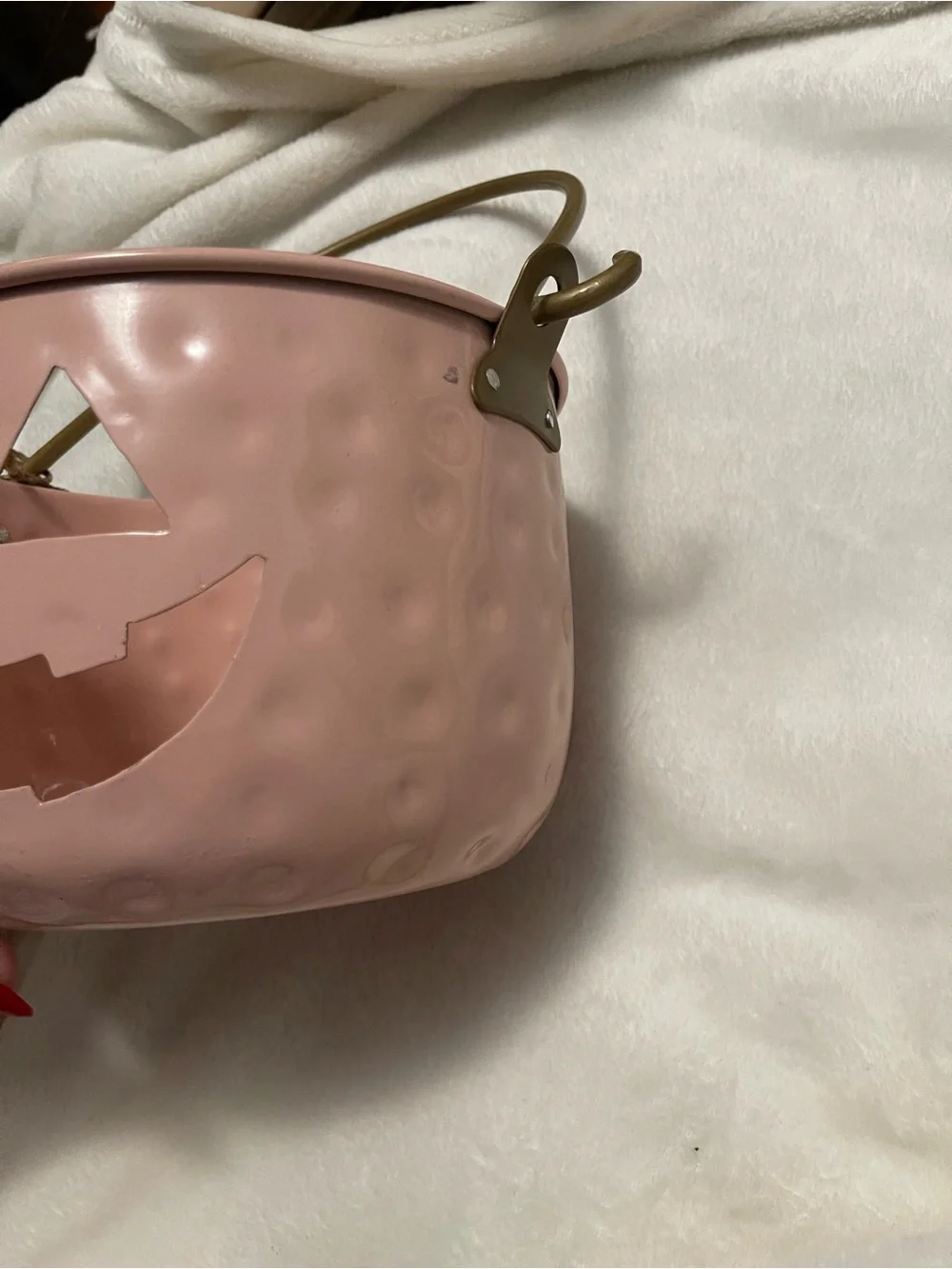 Pink Ceramic Jack-O'-Lantern Lantern